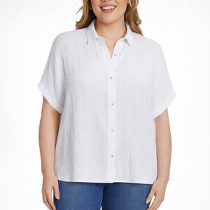 Jessica Simpson Women's XL Blouse White Cotton h0031